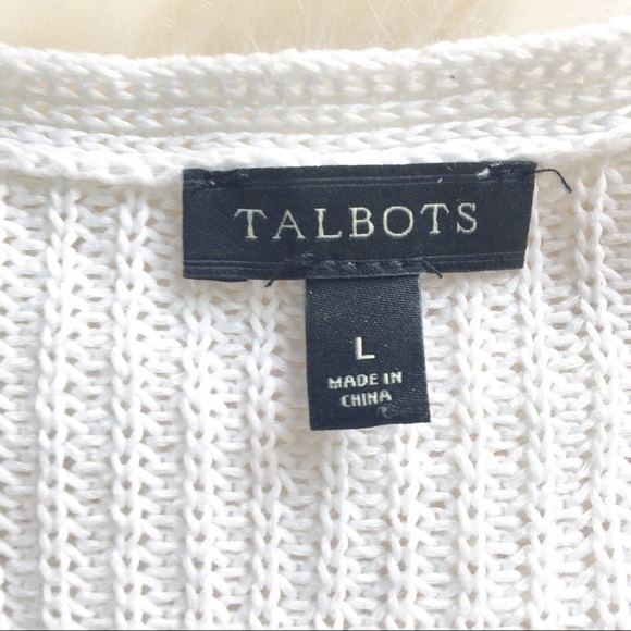 Talbots white cotton sweater v neck large - Picture 2 of 9
